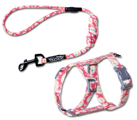 Purrfect Pet Kingdom Adjustable Harness for Cats - No-Pull, Floral Small Pink Purrfect Pet Kingdom