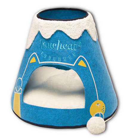 Purrfect Pet Kingdom Touchcat Lava Cat Bed Cozy Volcano Blue White Purrfect Pet Kingdom