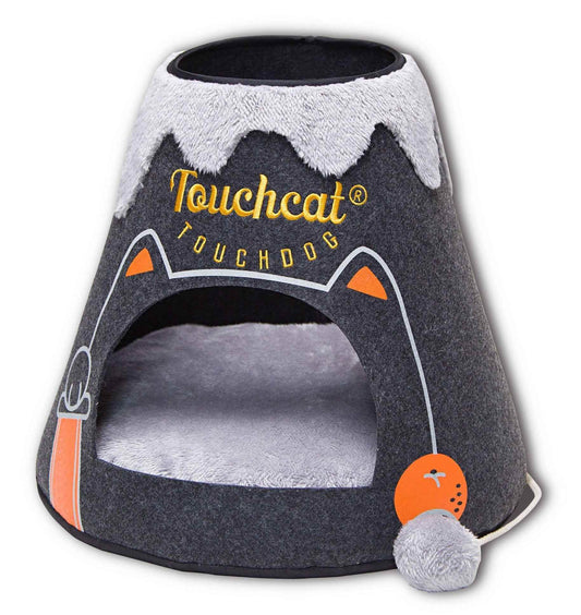 Purrfect Pet Kingdom Touchcat Lava Cat Bed Cozy Volcano Black White Purrfect Pet Kingdom
