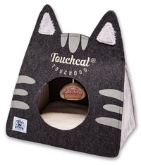 Touchcat ® 'Kitty Ears' Travel On-The-Go Folding Designer Fashion Pet Cat Bed House w/ Hanging Teaser Toy