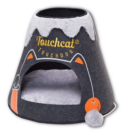 Pet Life Triangular Molten Lava Cat Cave Felt Wool Pet Bed
