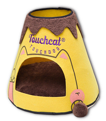 Pet Life Triangular Molten Lava Cat Cave Felt Wool Pet Bed