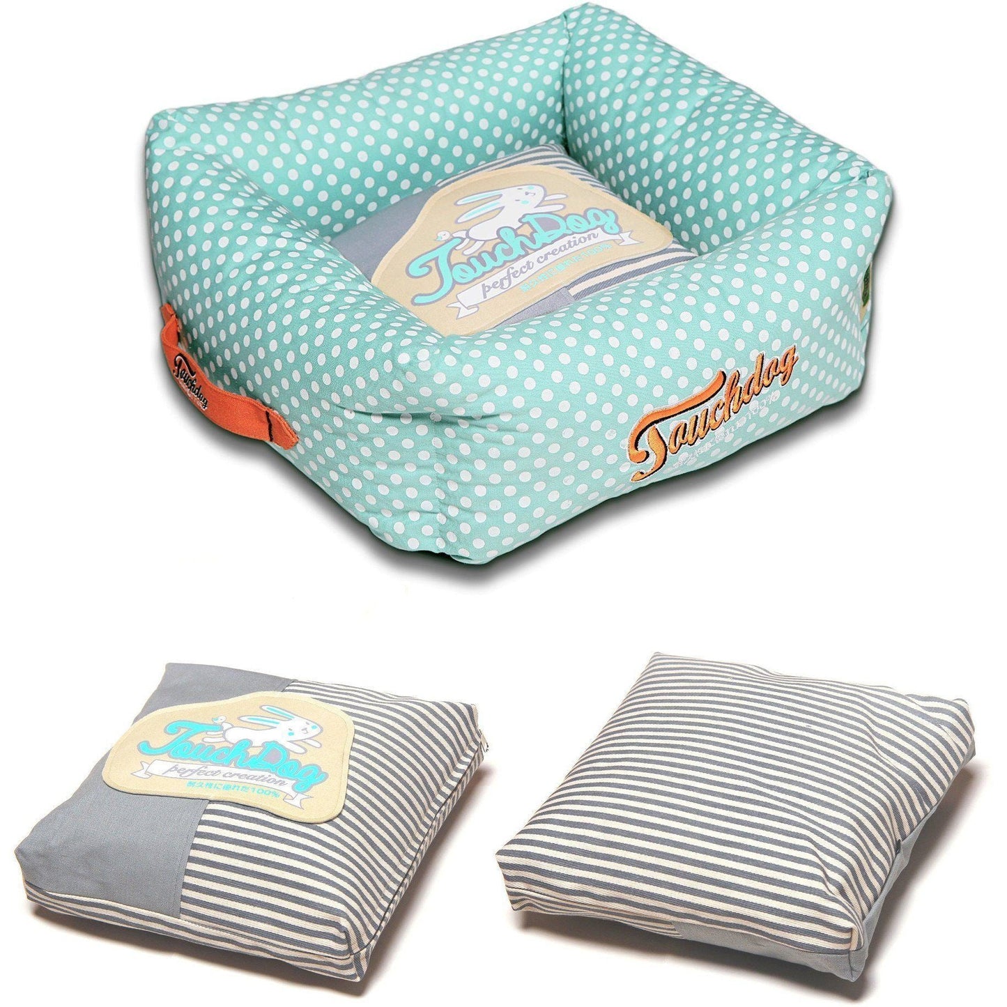 Touchdog ® 'Polka-Striped' Designer Premium Squared Dog Bed