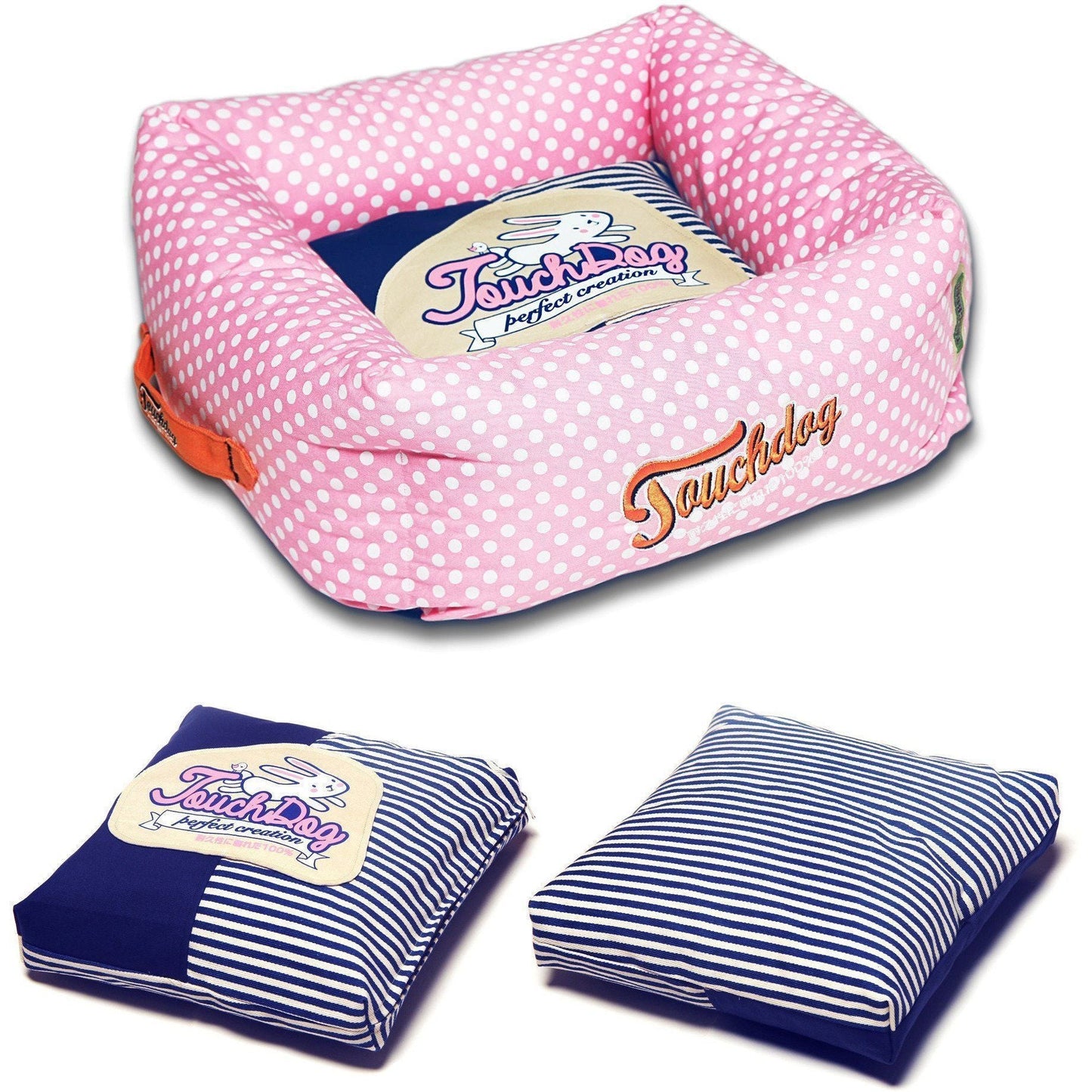 Touchdog ® 'Polka-Striped' Designer Premium Squared Dog Bed