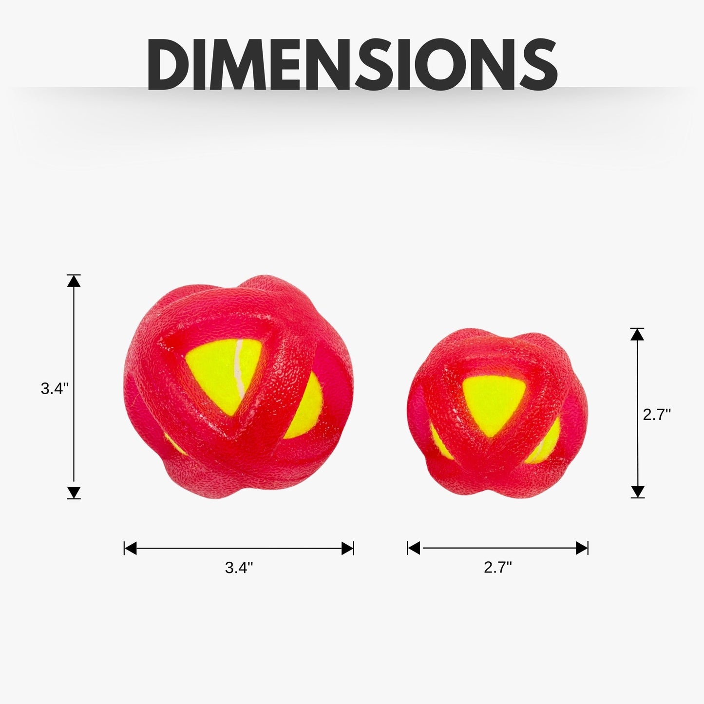 TPR-coated dog fetch toy in red and yellow sizes for fun and interactive playtime