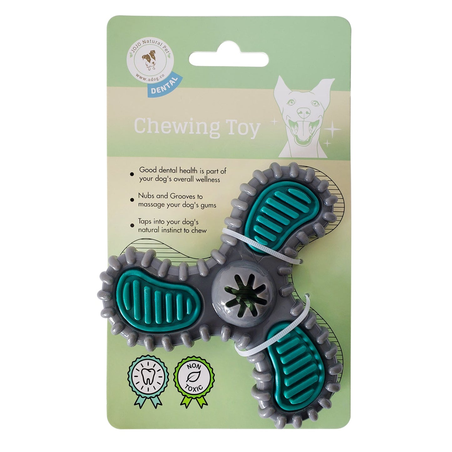 TPR dental spinner for dogs with nubs and grooves for effective gum care