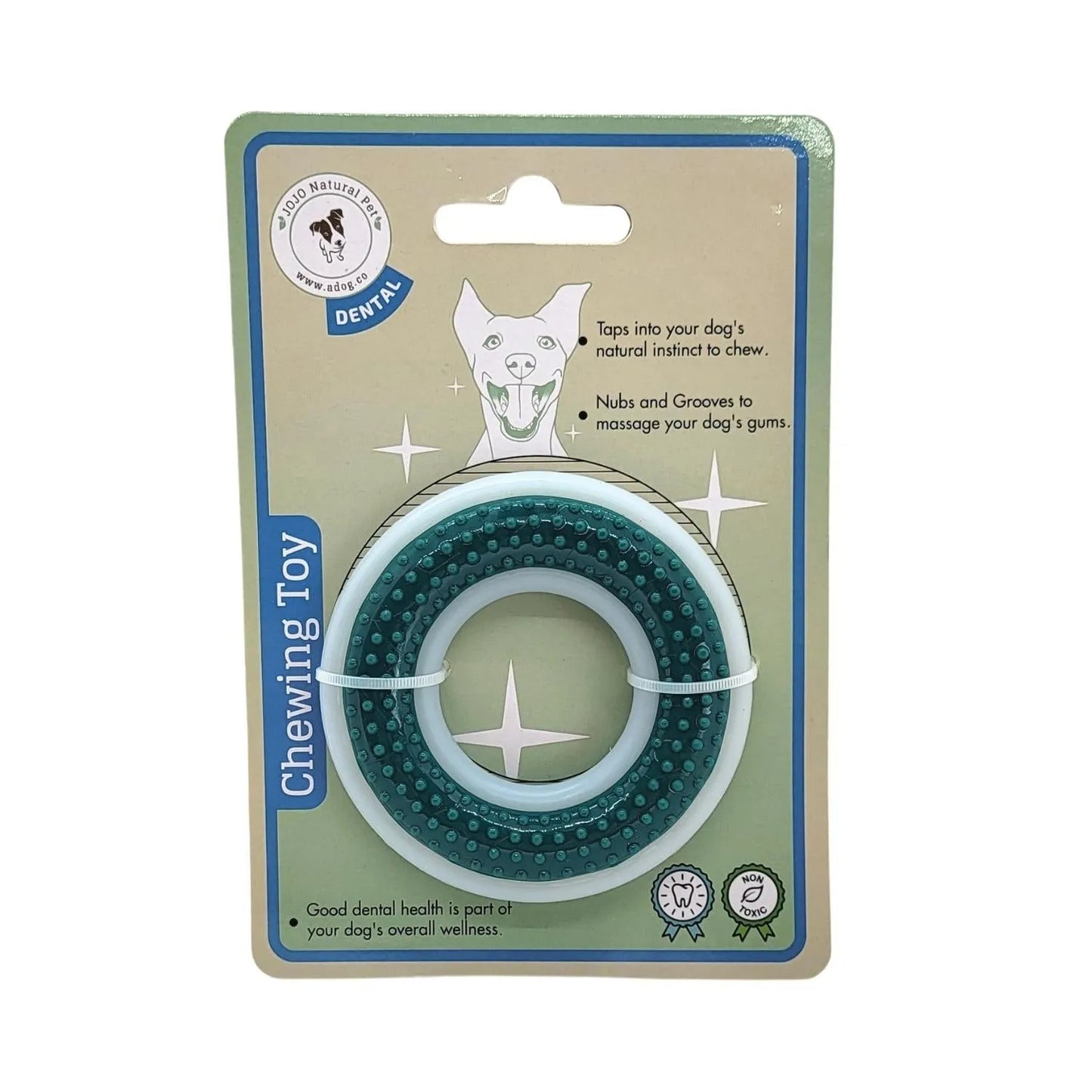 Durable TPR & Nylon Dental Chew Ring Toy for Dogs by American Pet Supplies, 4" diameter, perfect for aggressive chewers.