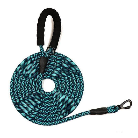 Purrfect Pet Kingdom blue and black trail dog leash for hiking with padded handle and strong clasp