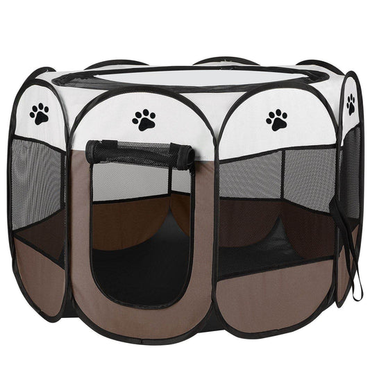 Purrfect Pet Kingdom Portable Dog Playpen Travel Kennel Coffee Purrfect Pet Kingdom