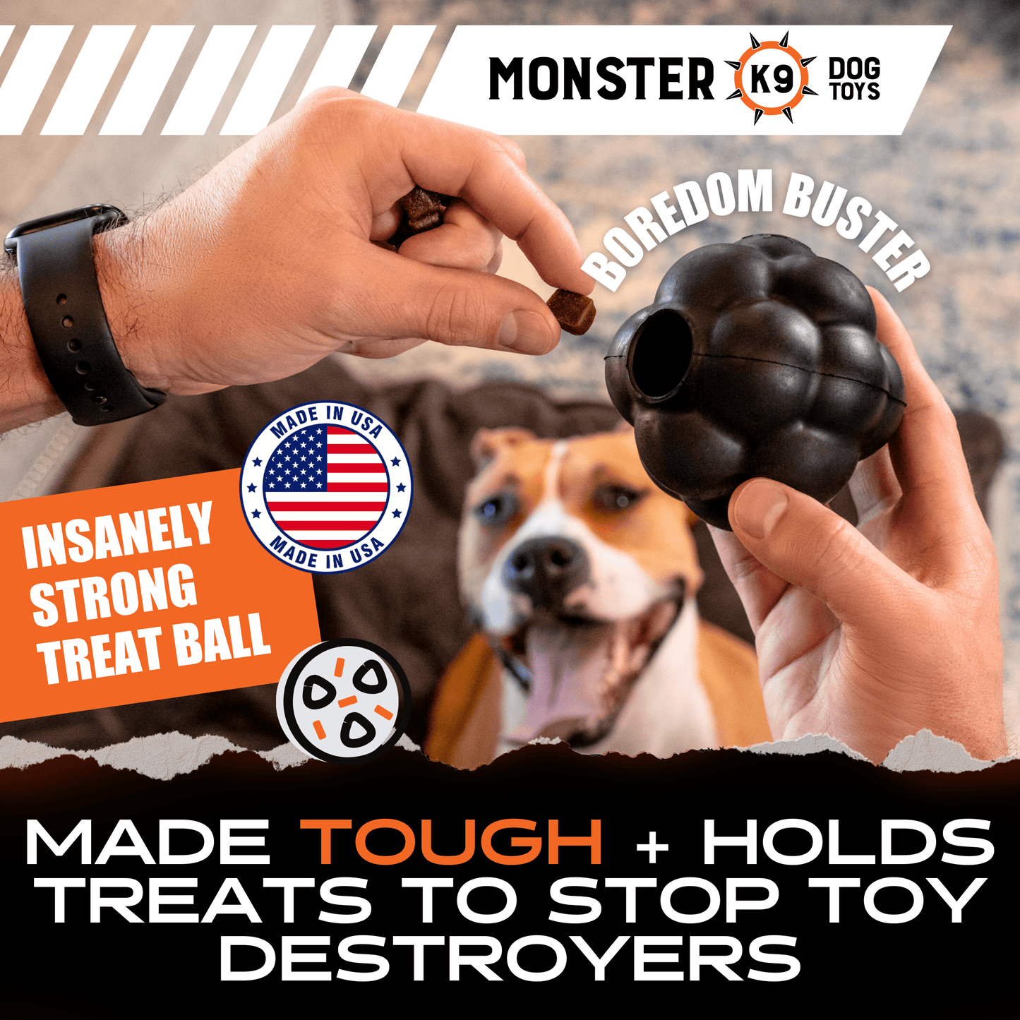 Monster K9 Rumble Ball Dog Toy 🎾