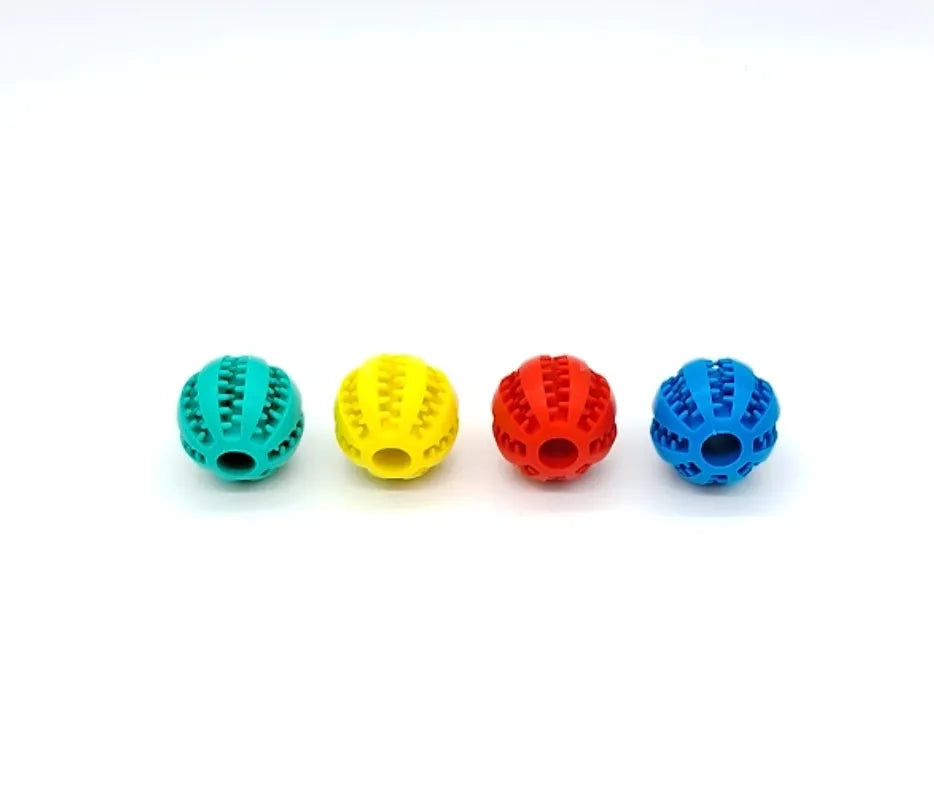 Medium Treat Dispensing Ball by Toys N Treats Box in red, perfect interactive dog toy for engaging playtime.