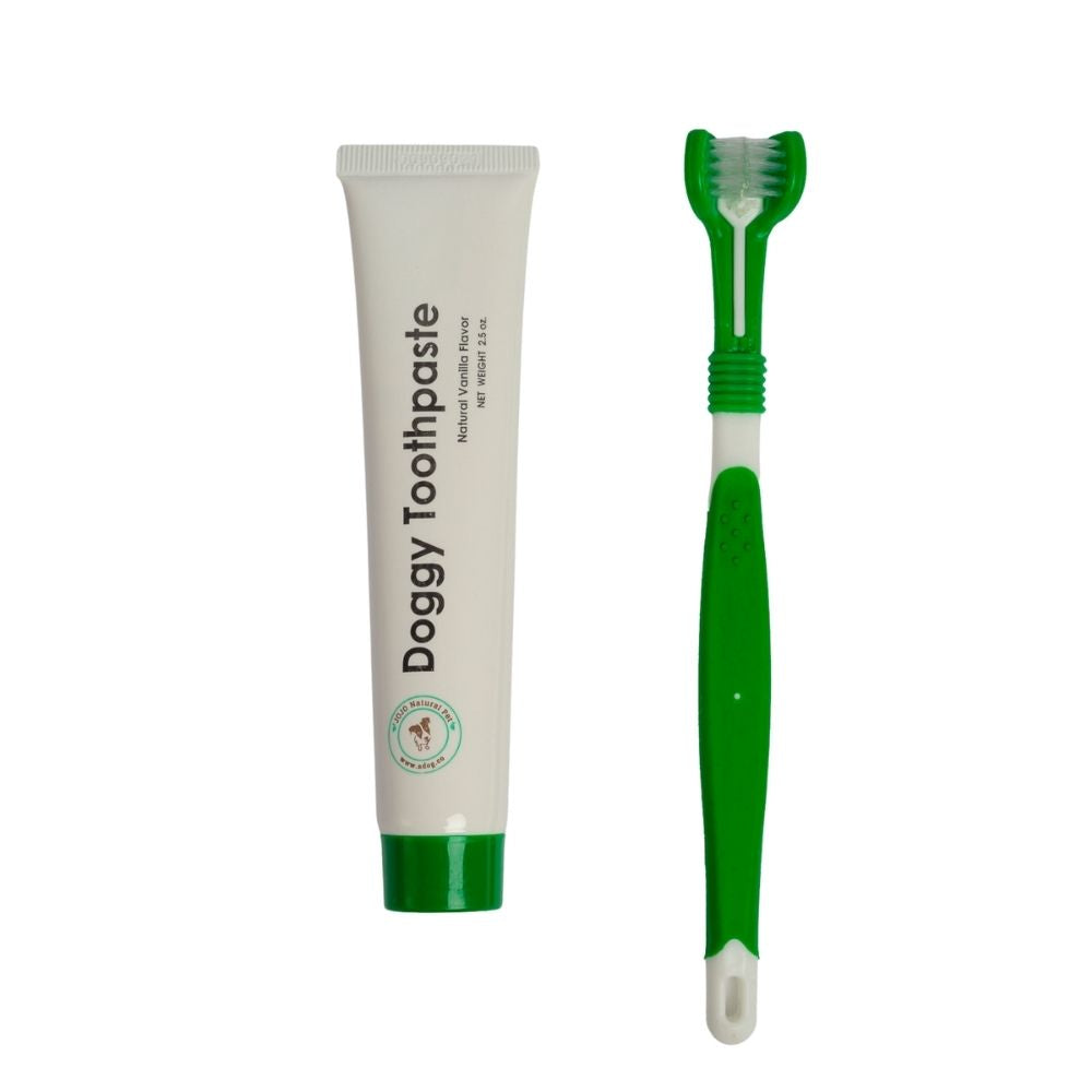 Dog Grooming Triple Headed Toothbrush with All-Natural Essen - main product image for dog grooming