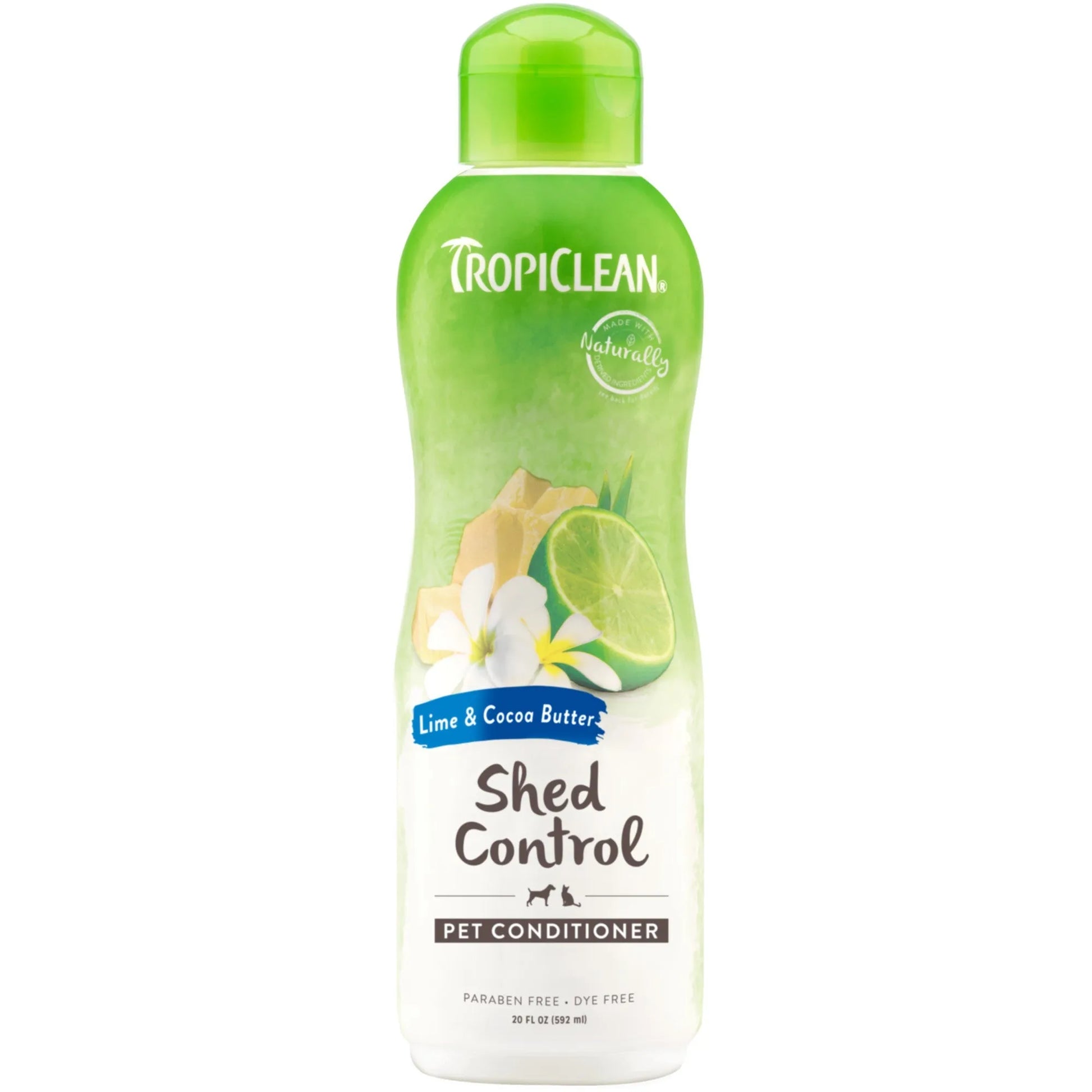 Tropiclean Lime and Cocoa Butter Pet Conditioner by The Family Pet, 20oz, featuring a vibrant green label, perfect for pet...
