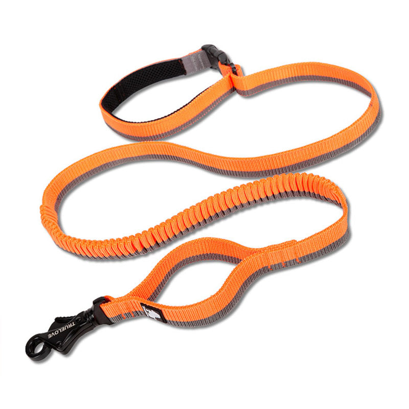 V.I.P Digital Presence shock absorbing dog leash in bright orange with durable bungee design for comfort