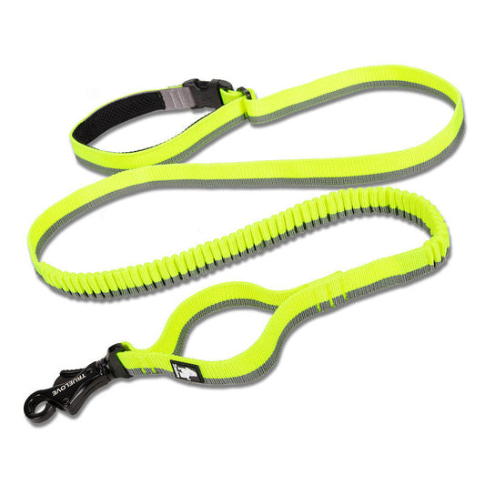 V.I.P Digital Presence shock absorbing dog leash in bright yellow with reflective stitching for added safety