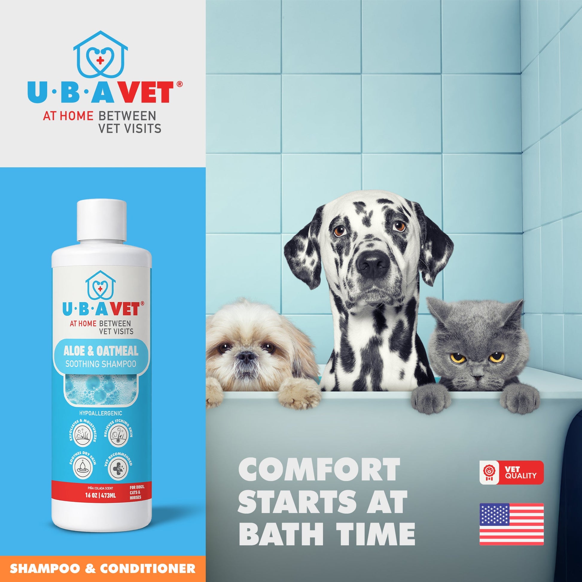 Cat Grooming UBAVET Aloe Oatmeal Shampoo Cats Gentle Essenti - close up product image for cat grooming