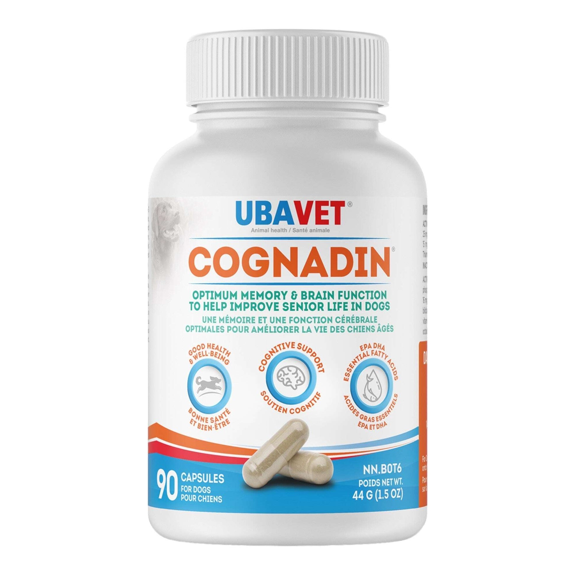 UBAVET Cognadin Pet Vitamins for Dogs with 90 Capsules to Support Memory and Brain Function