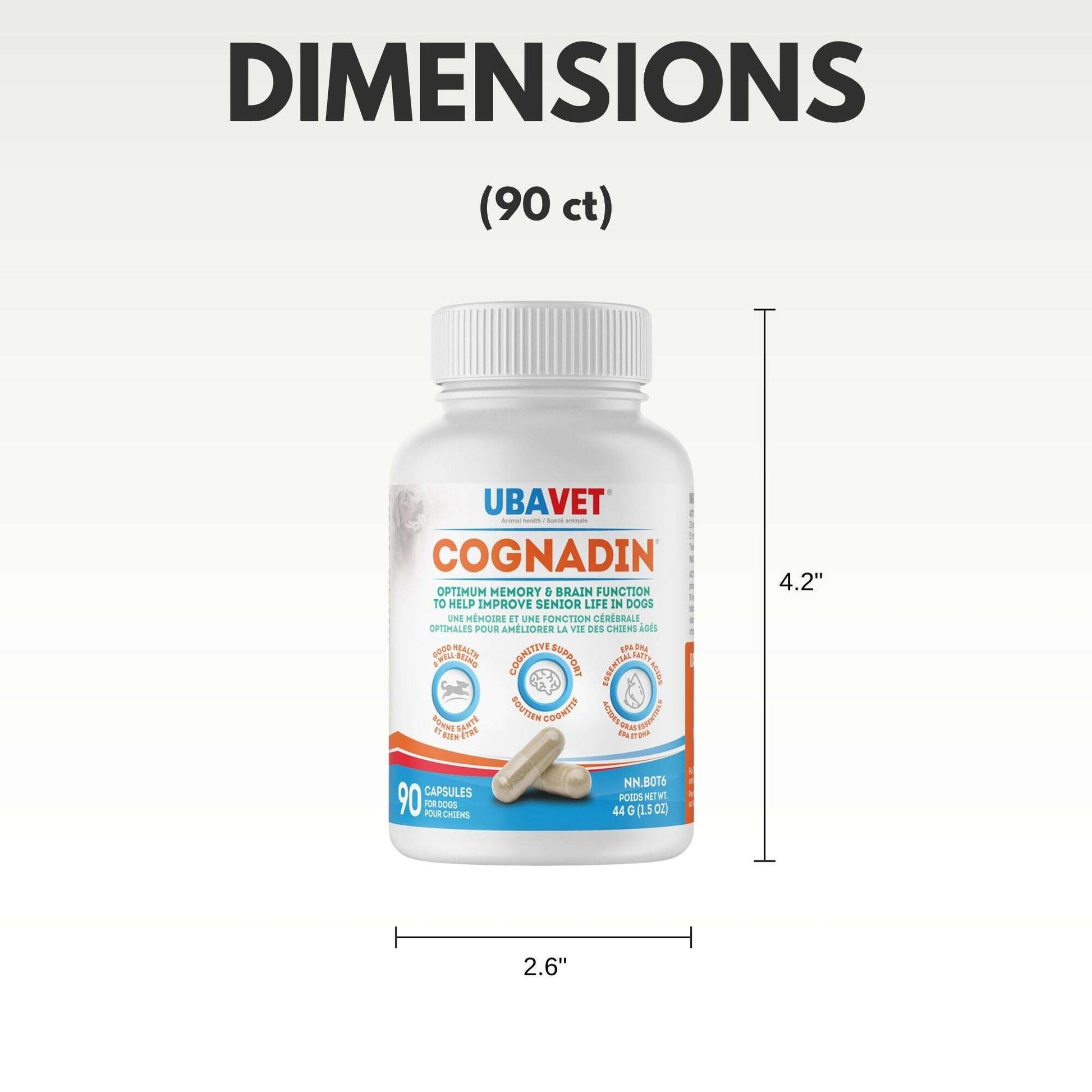 UBAVET Cognadin Pet Vitamins for Enhanced Memory and Brain Function in 90 Capsules