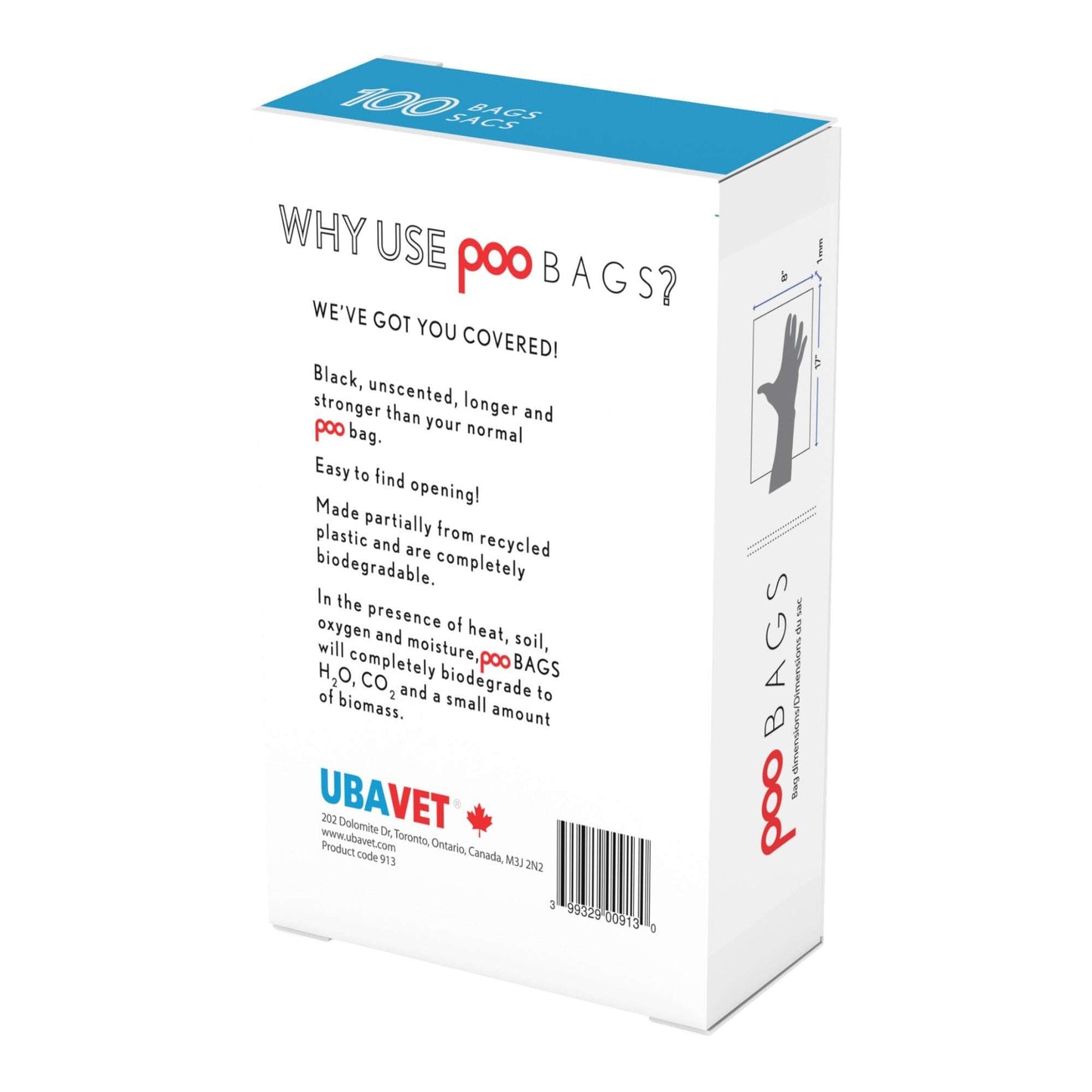 Purrfect Pet Kingdom eco-friendly dog waste bags packaging highlighting biodegradable features