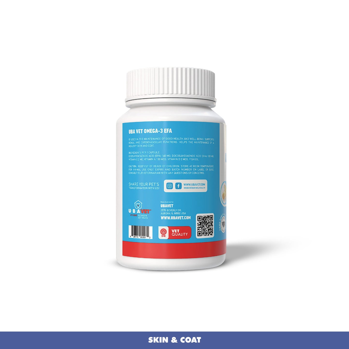 Cat Supply UBAVET Omega-3 Capsules 1000 mg Skin Coat General - detail product image for cat supply