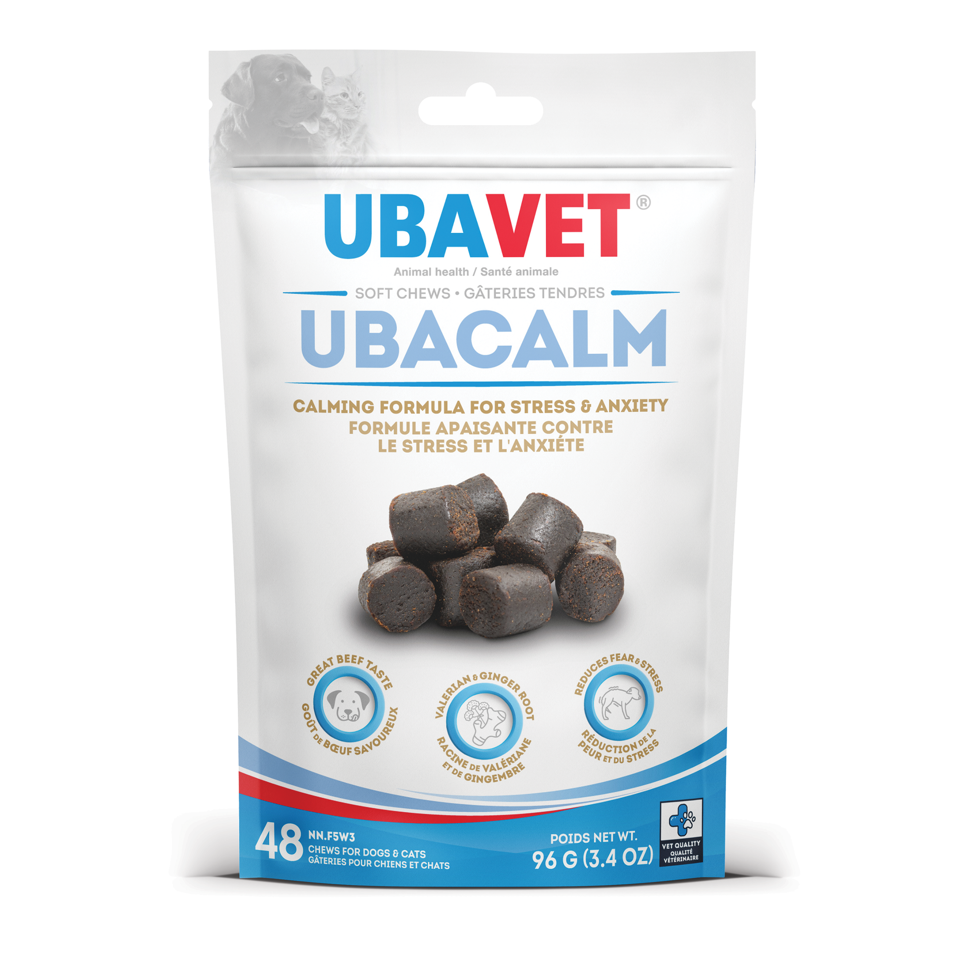 UBAVET Ubacalm Calming Soft Chews for Dogs, pet anxiety relief supplements for stress and relaxation