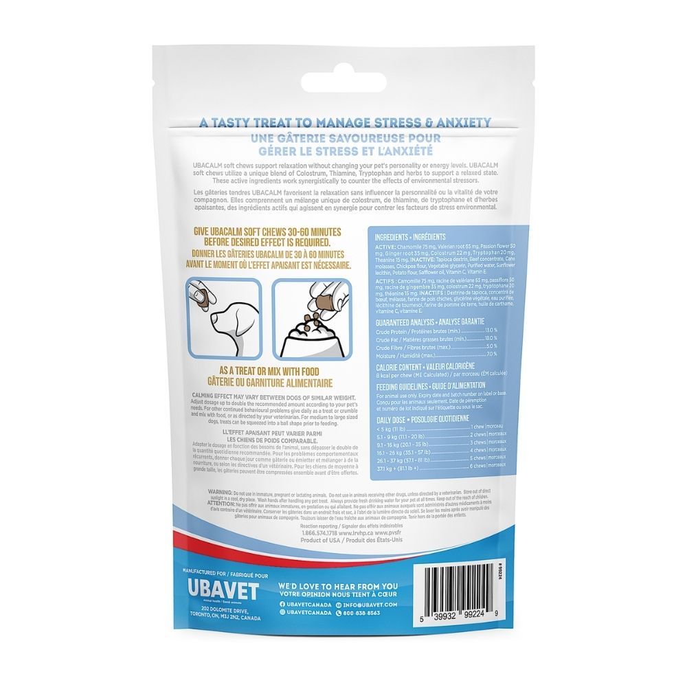 Cat Treats UBAVET UBACALM Calming Soft Chews Cats Natural - close up product image for cat treats
