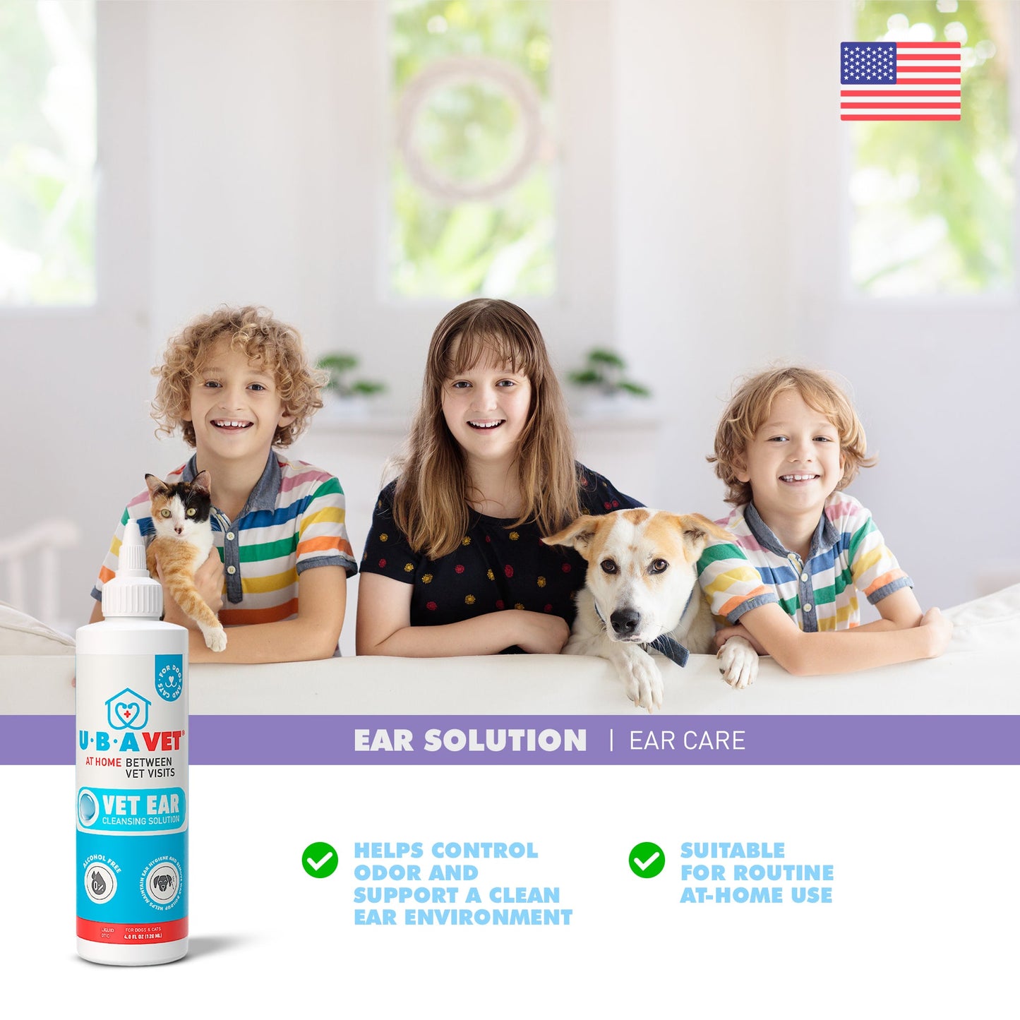 Cat Supply UBAVET Vet Ear Cleansing Solution Cats fl oz - size and texture image for cat supply