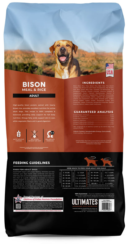 Ultimates Adult Bison Meal & Rice Dry Dog Food (28lb)