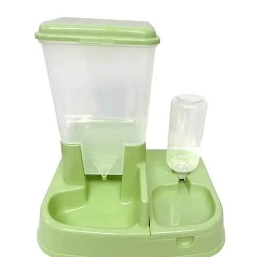 Purrfect Pet Kingdom Smart Pet Feeder green dual gravity food dispenser with attached water bottle and bowls