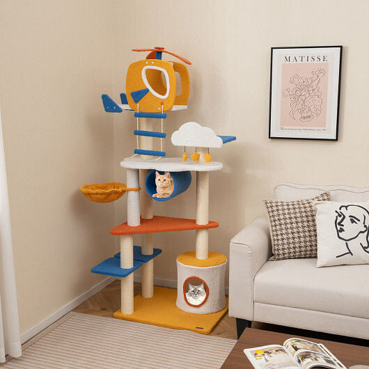 Unique cat furniture for large cats featuring a multi-level tower with playful design elements