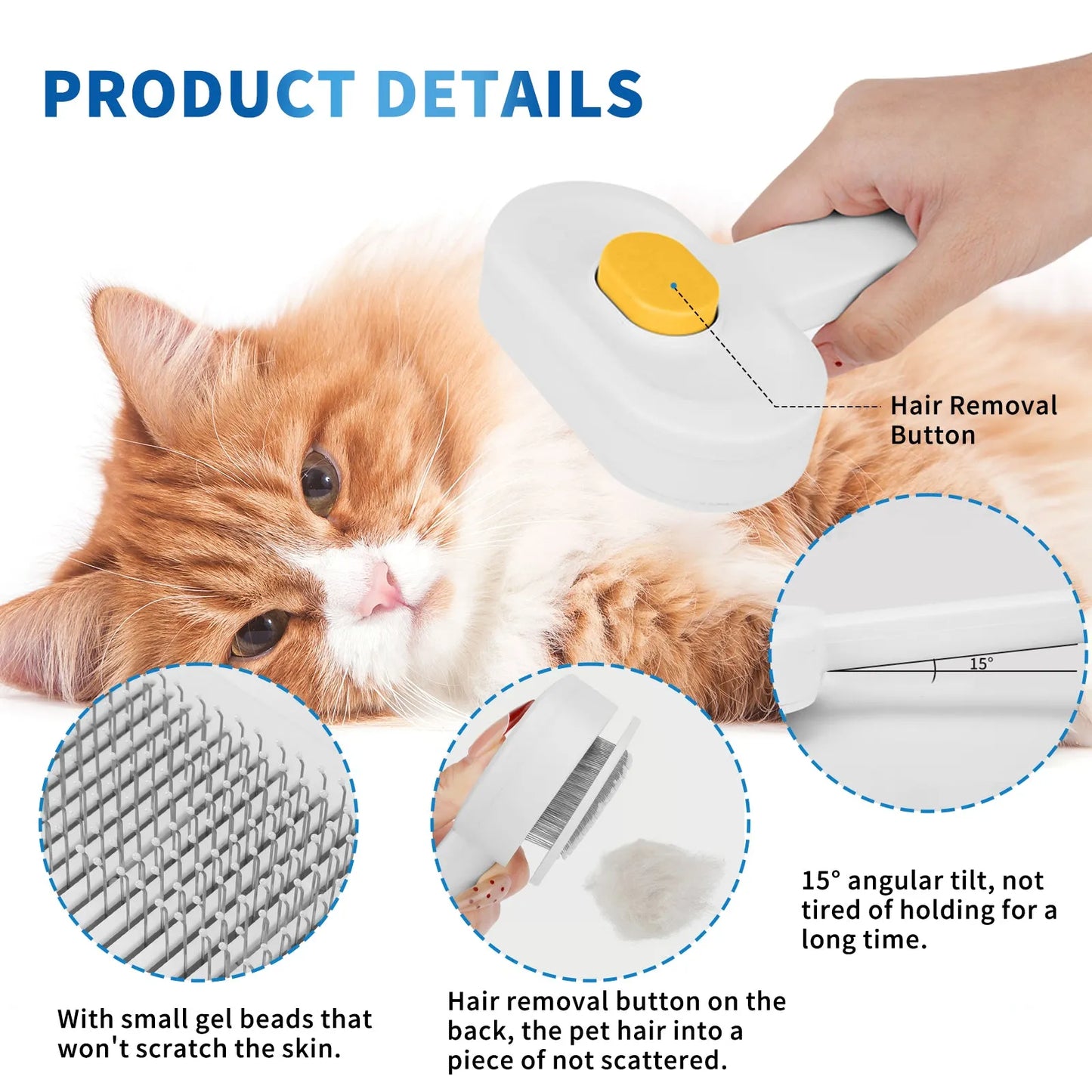 Universal Pet Hair Removal Comb by Purrfect Pet Kingdom in yellow, an efficient deshedding tool for pet owners.