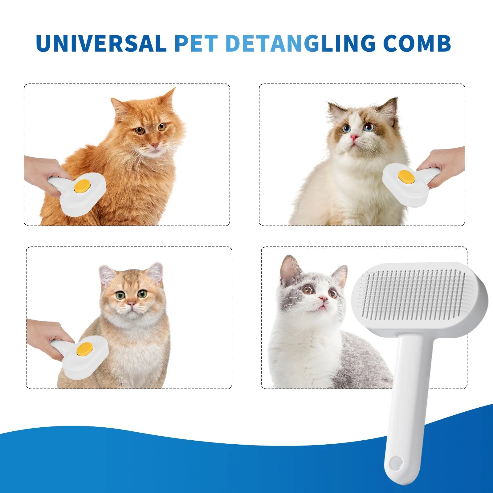 Universal Pet Hair Removal Comb by Purrfect Pet Kingdom in yellow, an efficient deshedding tool for pet owners.