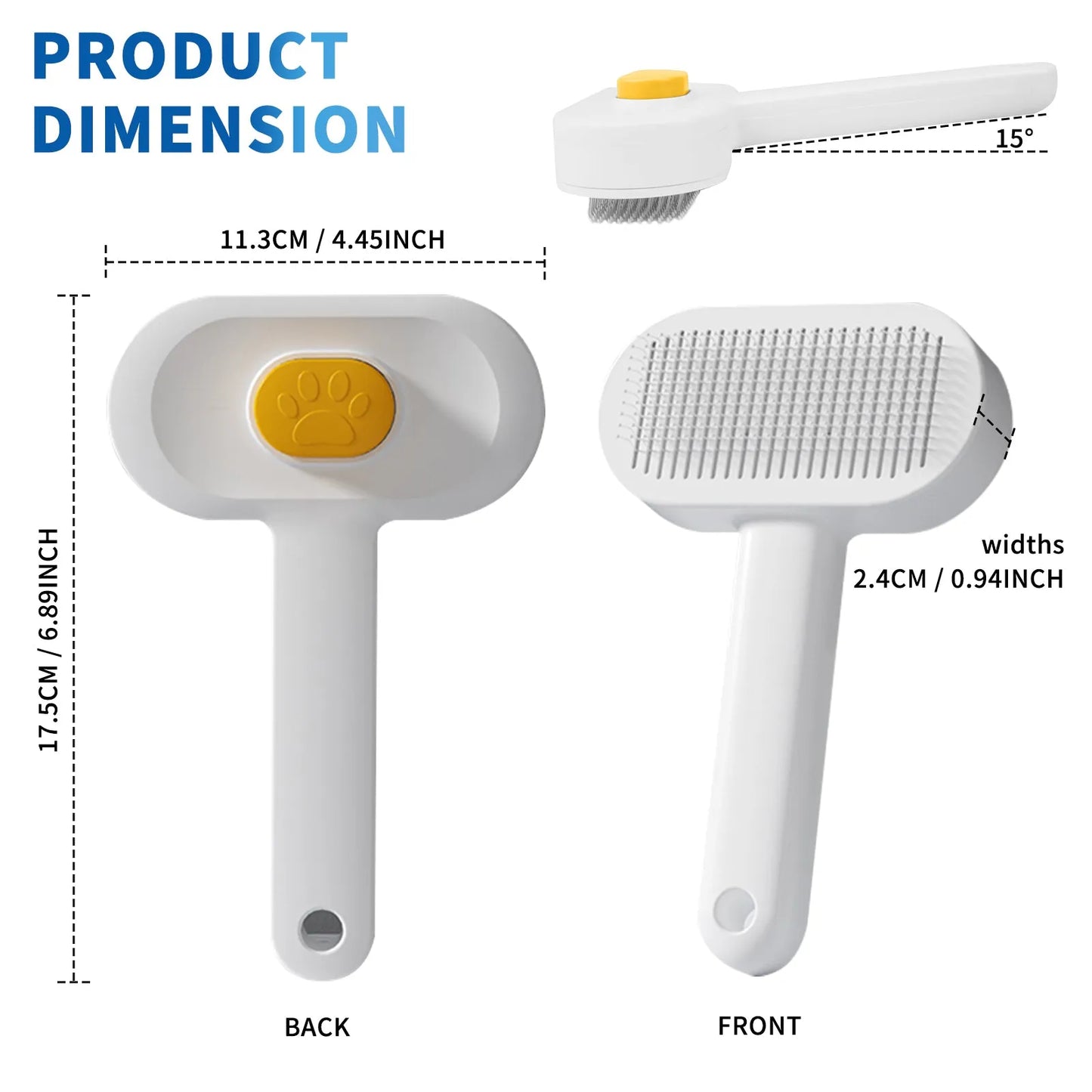 Universal Pet Hair Removal Comb by Purrfect Pet Kingdom in yellow, an efficient deshedding tool for pet owners.