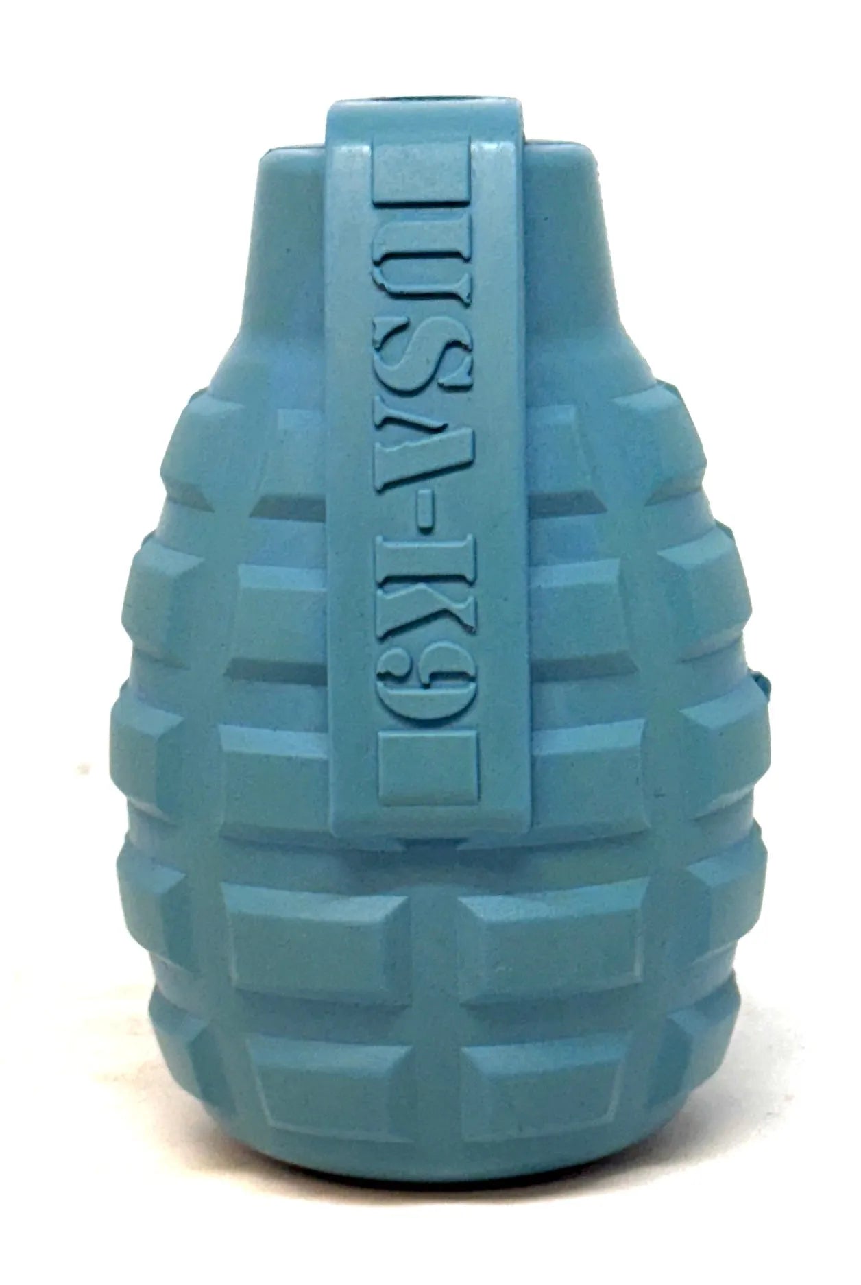 USA-K9 Grenade Rubber Dog Chew Toy by SodaPup in red, medium size, perfect for K9 handlers and dog playtime.