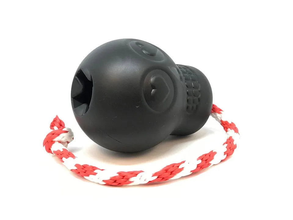 USA-K9 Magnum Skull chew toy in black, large size, by SodaPup, designed for extreme chewers, made in the USA.