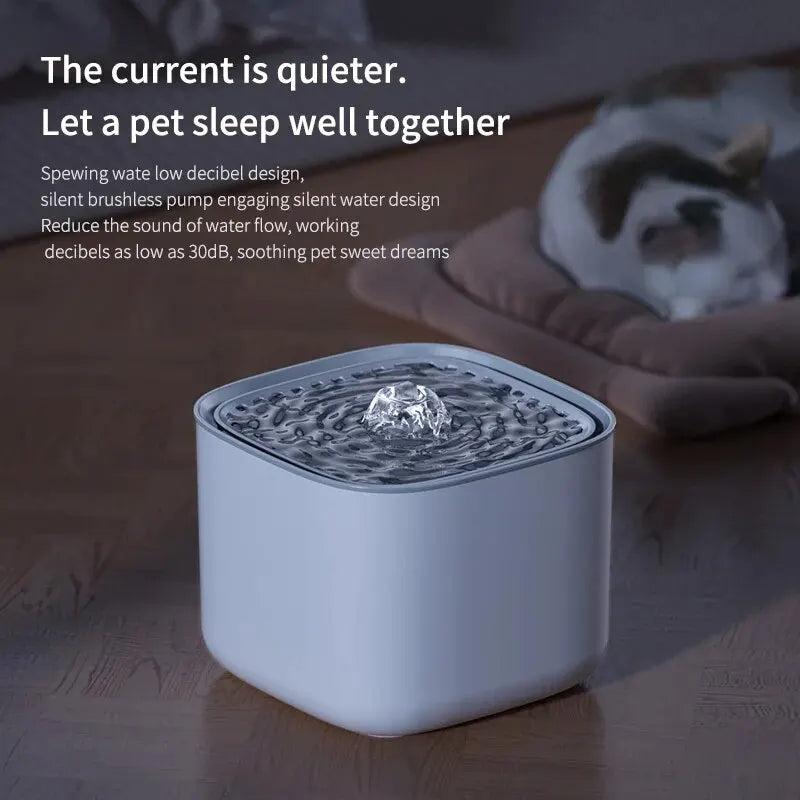 USB pet water fountain for cats with low noise design for quiet hydration and peaceful surroundings