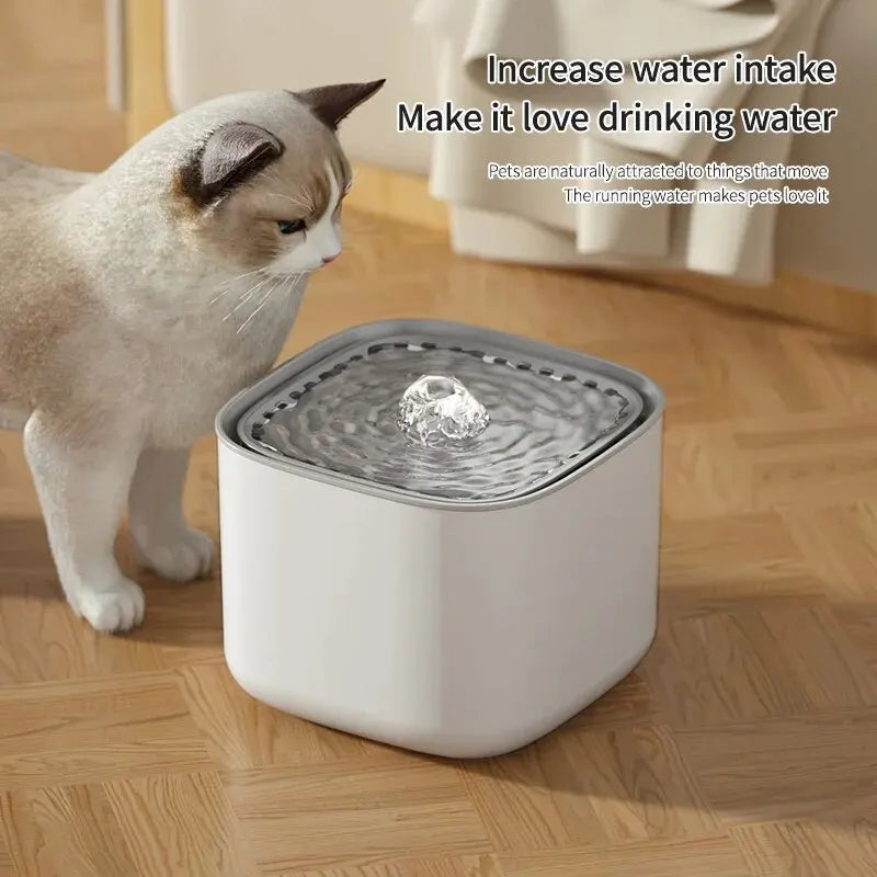 USB pet water fountain for cats with flowing water to encourage hydration and attract pets