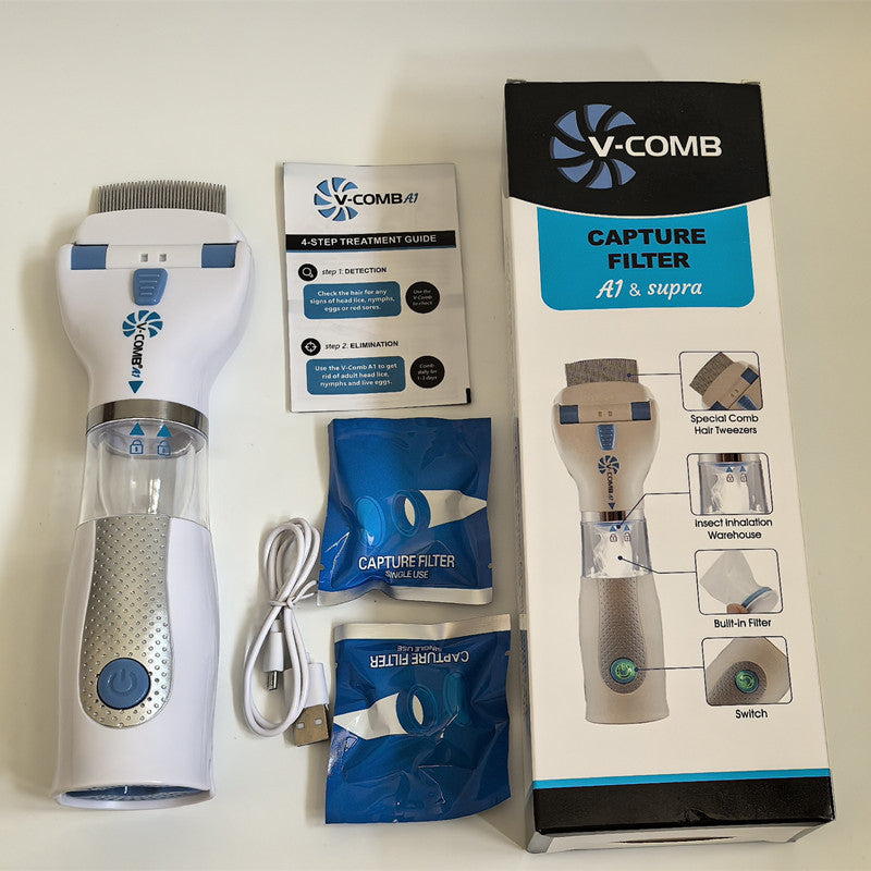 V.I.P Digital Presence electric pet flea comb with user guide and filter accessories for effective pest removal