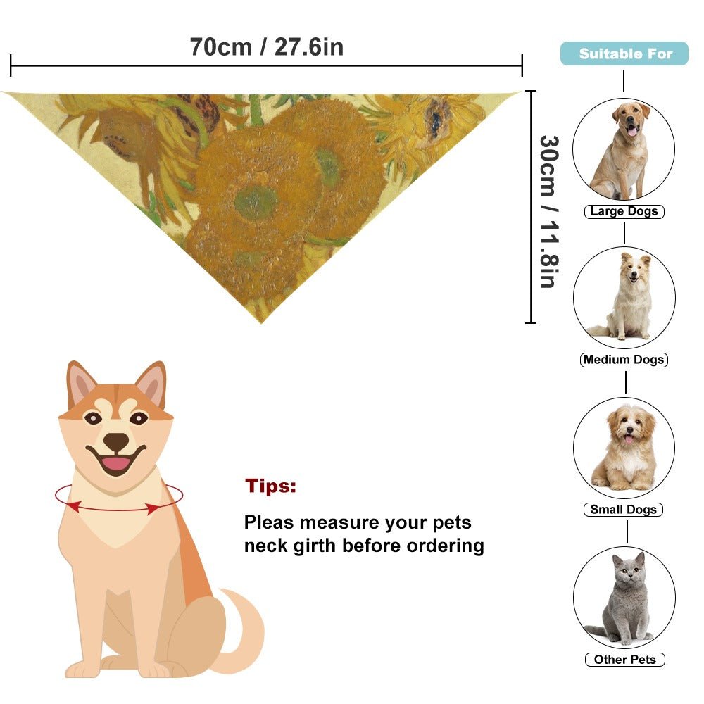 Pet Supply Van Gogh Sunflowers Scarf for Daily Use Essential - lifestyle product image for pet supply