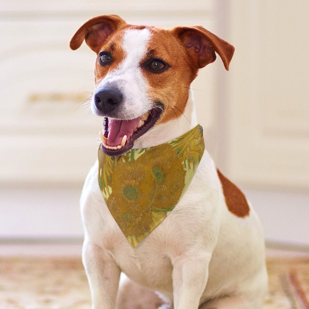 Pet Supply Van Gogh Sunflowers Scarf for Daily Use Essential - close up product image for pet supply