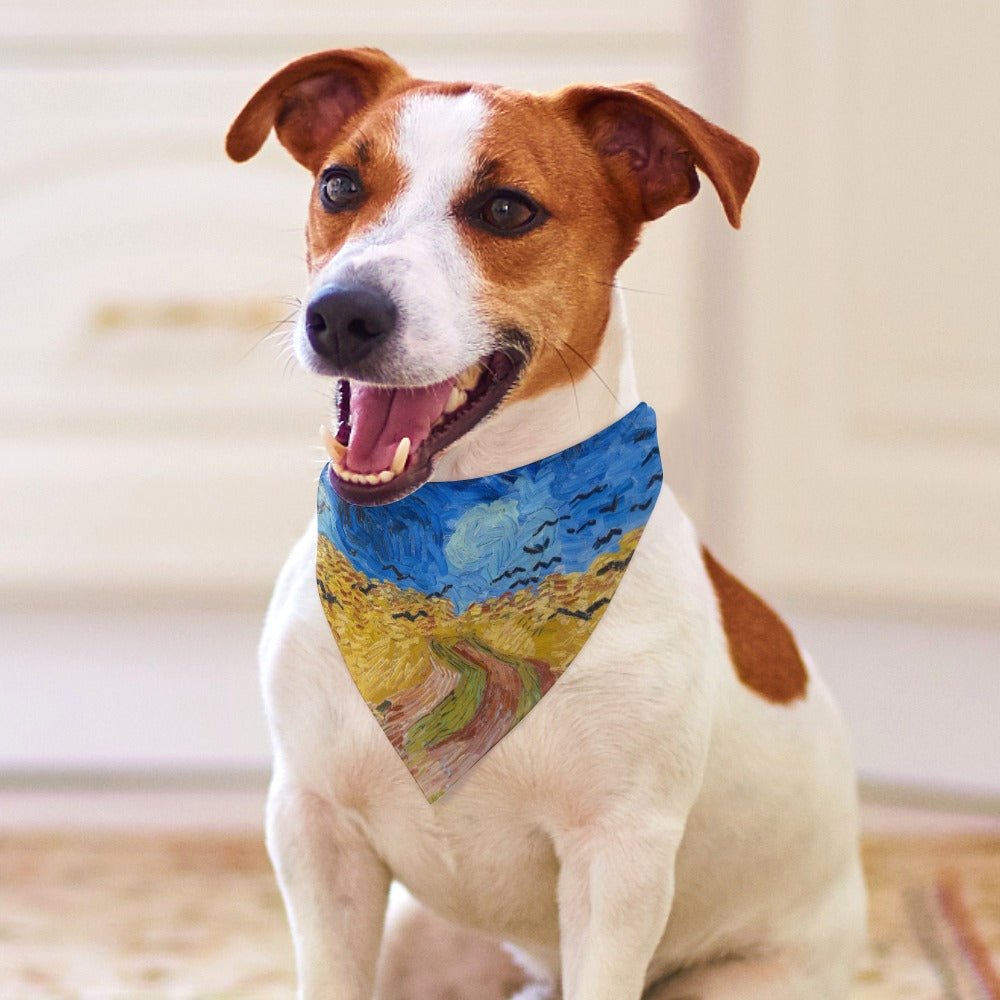 Pet Supply Van Gogh Wheatfield with Crows Scarf for Comfort - close up product image for pet supply