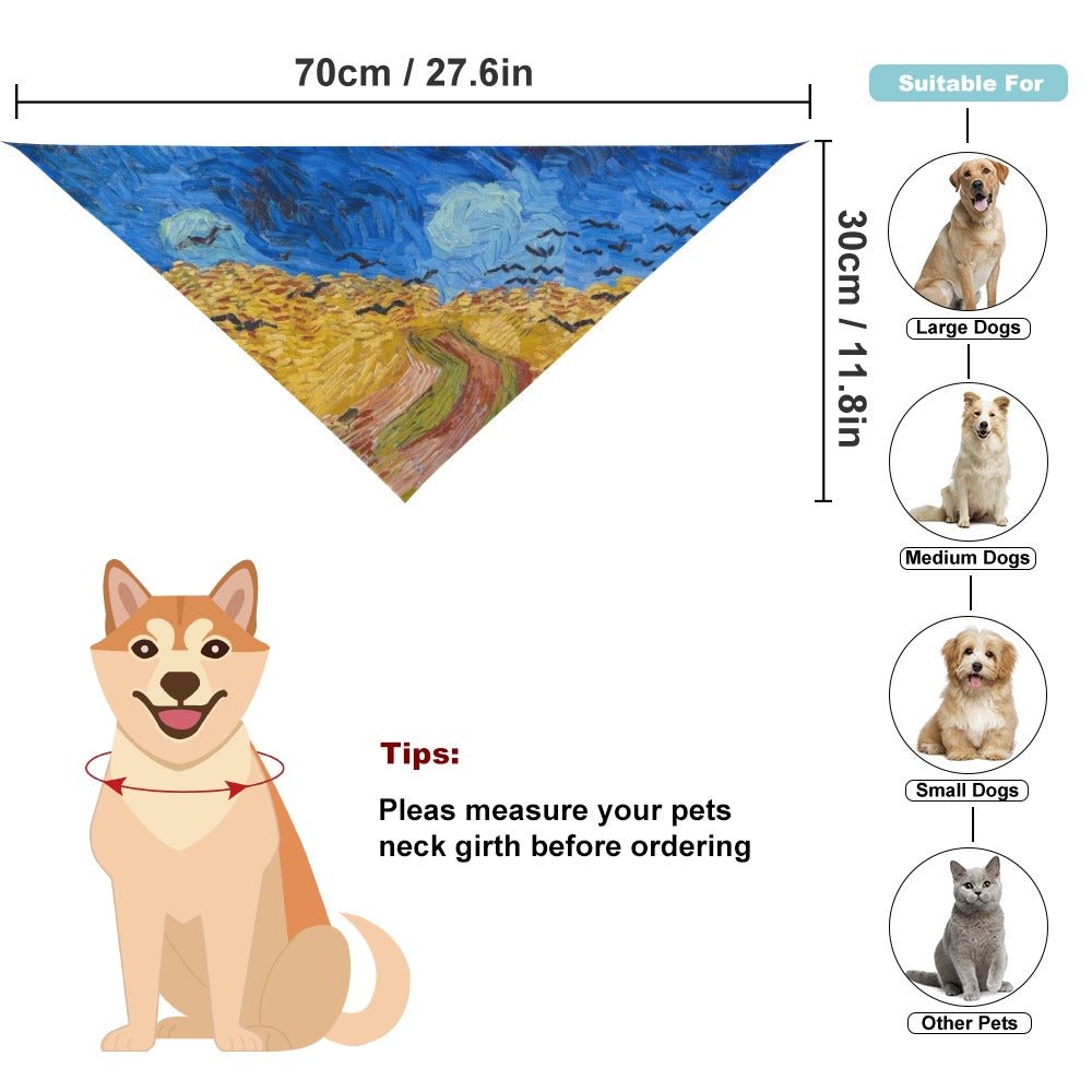 Pet Supply Van Gogh Wheatfield with Crows Scarf for Comfort - lifestyle product image for pet supply