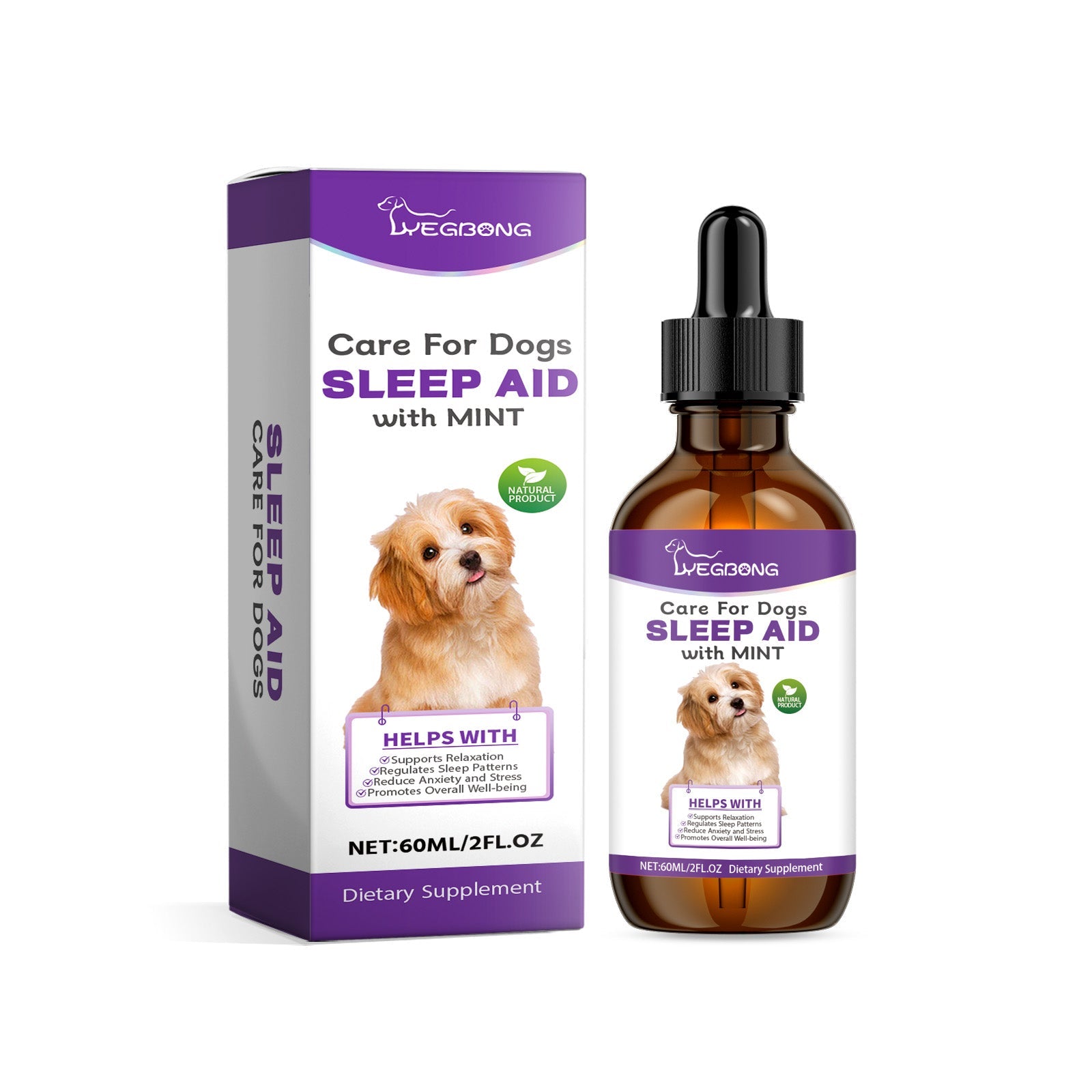 V.I.P Digital Presence pet sleep care drops for dogs with mint flavor to reduce anxiety and promote relaxation