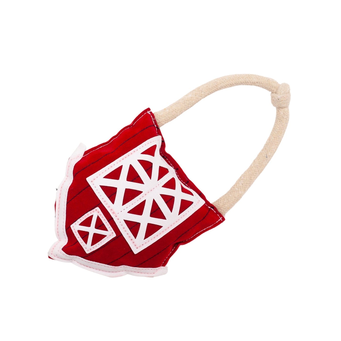 Dog Treats Country Living Faux Leather Red Barn Chew Toy - size and texture image for dog treats