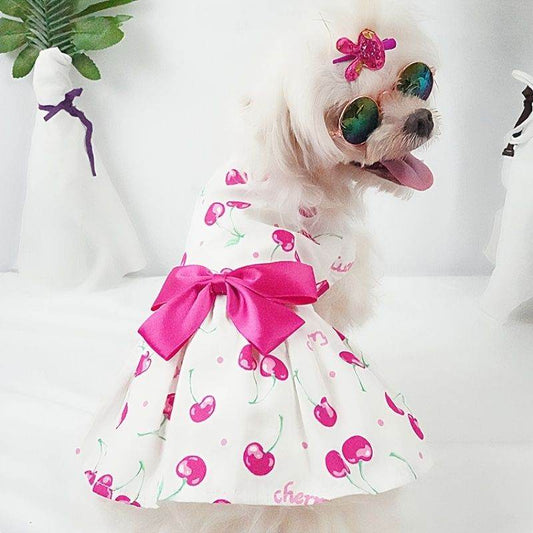 Purrfect Pet Kingdom Cute Pet Dresses for Dogs with Cherry Bow Purrfect Pet Kingdom