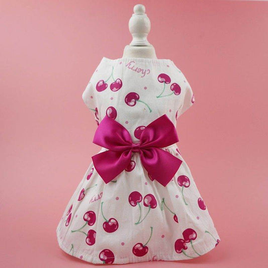Purrfect Pet Kingdom Cute Pet Dresses for Dogs with Cherry Bow XS Dark Pink Purrfect Pet Kingdom