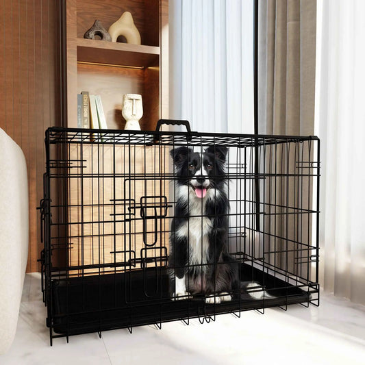 Purrfect Pet Kingdom Heavy Duty Dog Cage for Travel Black Metal Purrfect Pet Kingdom