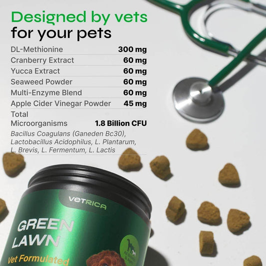 Vetrica Green Lawn Chews to Prevent Yellow Grass from Dog Pee Purrfect Pet Kingdom