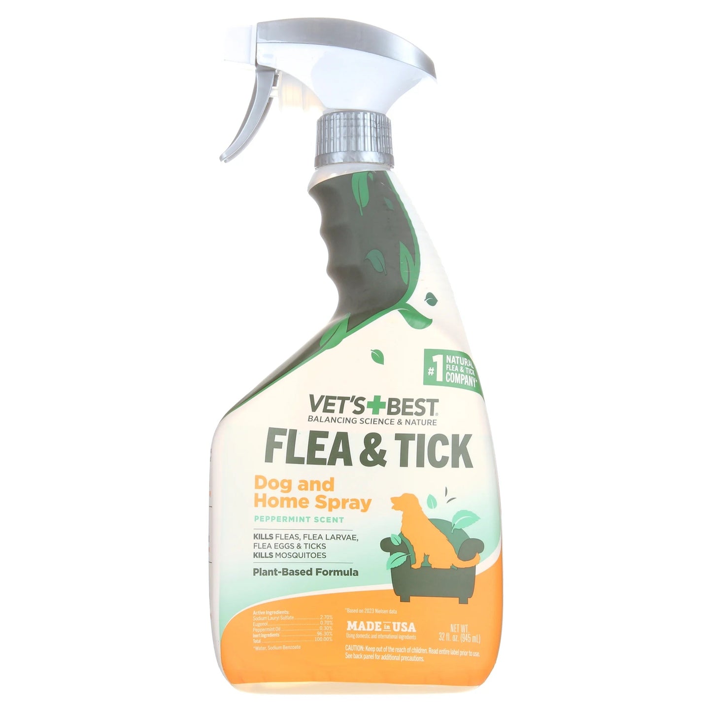 Vet's Best Flea & Tick Natural Flea Tick Spray for Home with a Plant-Based Formula and Peppermint Scent