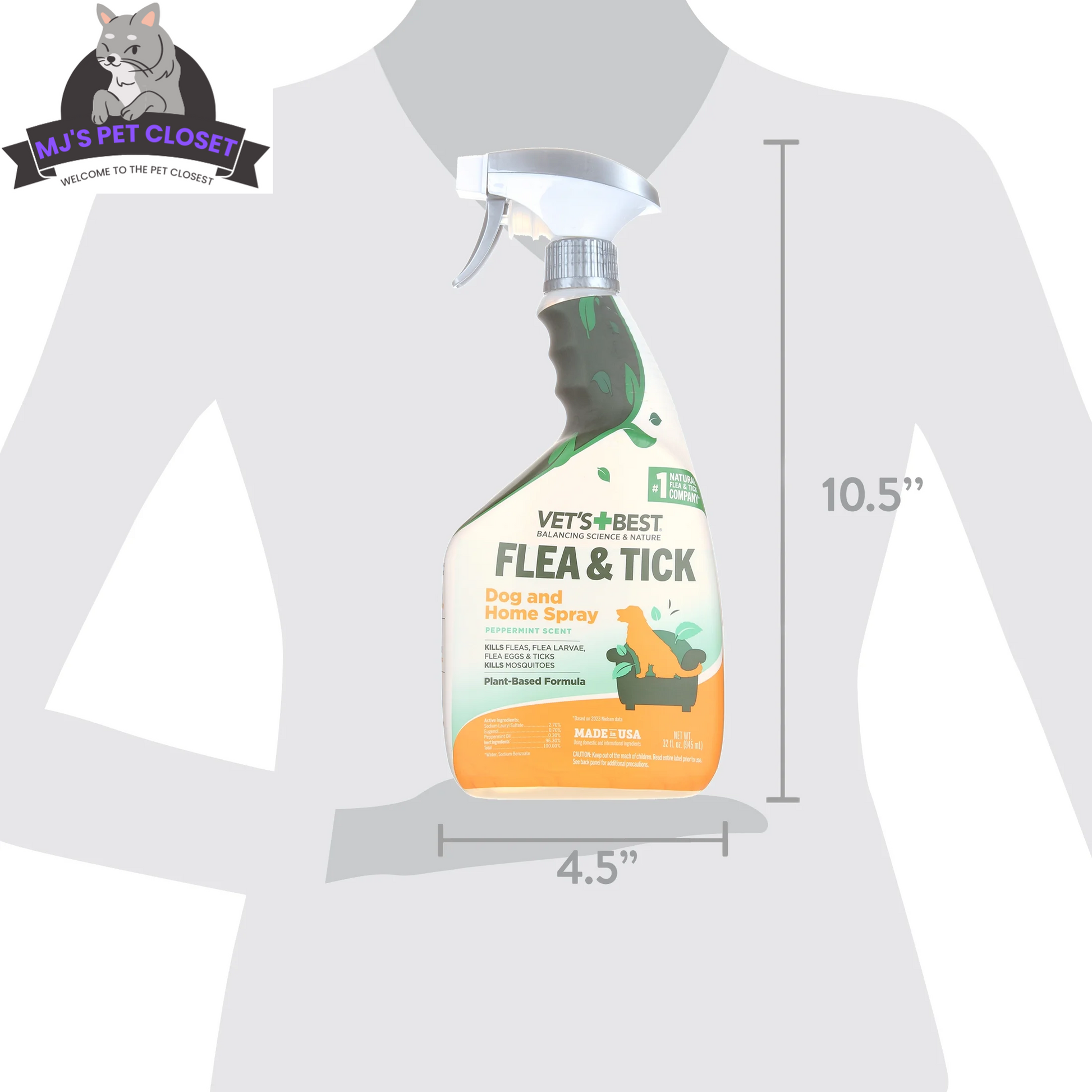 Vets Best Flea & Tick Dog and Home Spray bottle designed for effective natural flea tick spray for home use